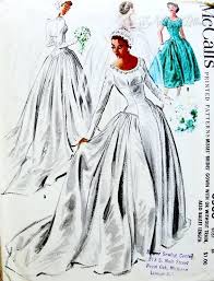 1950s Dreamy Wedding Gown Bridal Dress Pattern With Or Without Long Train Also In Ba Vintage Wedding Dress Pattern Vintage Dress Patterns Bridal Dress Patterns