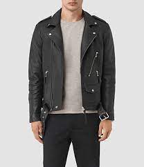 Allsaints Kushiro Leather Biker Jacket In Black Modesens Lambskin Leather Jacket Leather Jacket Leather Jacket Men