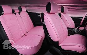 Lovely Charming Pink Color Waterproof Durable Leather Universal Car Seat Cover Pink Car Accessories Pink Car Seat Covers Pink Car