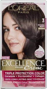 L'oreal paris excellence creme permanent triple protection hair color, 1b natural blue black, 1 kit average rating: Buy Loreal Paris Excellence Creme Triple Protection Hair Color 3 Natural Black 1 Ea Online In Kuwait 588226069