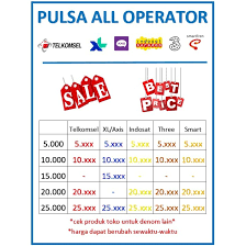 Semua produk agen pulsa murah merupakan pulsa nasional all operator sehingga dapat dipakai dimana saja di seluruh indonesia, tidak dibatasi regional / cluster. Pulsa Elektrik All Operator 5rb 25rb Shopee Indonesia