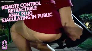 Remote control retractable anal plug inserted anal, passers-by keep passing  by ejaculating in public