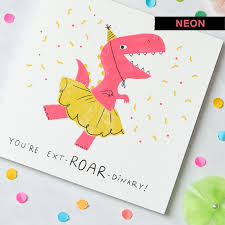Sweet inspirational card with cartoon dinosaurs and cakes in floral wreath in retro colors. Dinosaur Birthday Card For Girl American Greetings