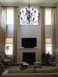 #falldecor #falldecorating #falldecorating2019 hi friends, welcome! Inverted French Pleats Puddled For 2 Story Windows High Ceiling Living Room Tall Windows Living Room Window Treatments Living Room