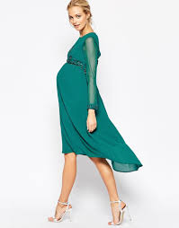 Maya Maternity Midi Dress With Embellished Bodice And Cuff At Asos Com Maternity Midi Dress Pregnant Party Dress Maternity Wedding Outfits