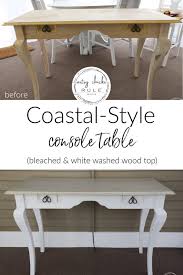 White standard rectangle wood console table with drawers. Coastal Console Table Makeover Artsy Chicks Rule