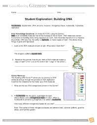 The building dna gizmo™ allows you to construct a dna molecule and go through the process of dna replication. Pdf Student Exploration Building Dna Fgbfrger Ergreeg Academia Edu