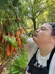 Carrot harvest with homegrown carrots