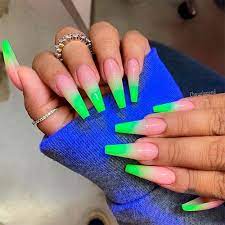 Lovethispic offers lime green ombre nails pictures photos images to be used on facebook tumblr pinterest twitter and other websites. Cute Long Coffin Shaped Neon Green Ombre Nails For Summer 2019 Green Acrylic Nails Neon Green Nails Green Nails