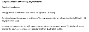 Change of business address letter template uk sample company. Carlsberg Joins Hall Of Shame For Delaying Supplier Payments Food Drink Industry The Guardian
