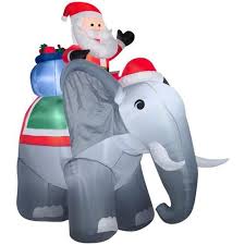 Gemmy 12 5 Ft Lighted Santa Christmas Inflatable Lowes Com Christmas Inflatables Christmas Yard Art Christmas Reindeer Decorations