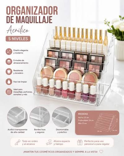 Organizadores de acrílico , ideal para manicurista, lashista y  maquilladoras.🌸