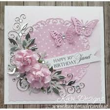 Find card making ideas for any occasion! Beautiful Handmade Birthday Card In Pink White And Silver Colours Handmade Birthday Cards Birthday Cards For Women Cards Handmade