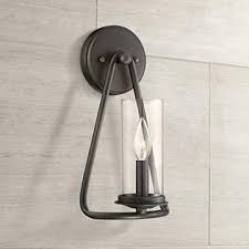  franklin iron works tremont floor lamp  glisan table Franklin Iron Works Heritage Rustic Industrial Wall Light Sconce Bronze Hardwired 13 1 2 High Fixture Candleholder Clear Glass Cylinder For