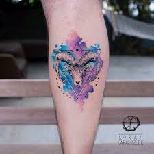 By Koraykaragozler Watercolor Aries Horoscope Watercolortattoo Zodiac Ram Aries Tattoo Colour Tattoo For Women Tattoos For Guys
