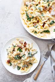 Creamy chicken and farfalle pasta | bev cooks. Creamy Sun Dried Tomato Pasta With Garlic Soy Curls Vegan Richa
