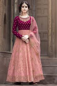 Party wear long gown cutting and stitching. Pink Party Wear Embroidered Anarkali Dress Salwar Kameez Designer Collection
