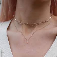 Gold layered choker necklace 13 inches, lava bead pendant necklace, sterling silver dainty delicate satellite beaded chain lucky horn necklace (send gift box) 4.2 out of 5 stars 205 £13.99 £ 13. Small Rose Gold Beaded Choker Astrid Miyu Necklaces Astrid Miyu Us