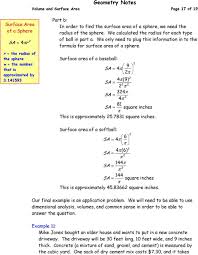The surface area of the sphere is 277.4504 sq. Geometry Notes Volume And Surface Area Pdf Free Download