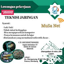 Indikator <b> komponen pc (misal vga dan. Lowongan Kerja Teknisi Jaringan Jaringanku Sarana Nusantara Rembang Tanpa Syarat Pendidikan Lowongan Rembang