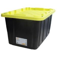 Black And Yellow Totes Home Depot Hdx 27 Gal Storage Tote In Black 5 Pack Hdx27gonline 5 The Home Depot Tote Storage Storage Plastic Storage