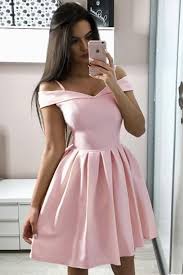 Short Light Pink Homecoming Dress With Off The Shoulder Loveangeldress