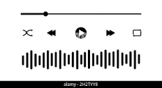 Audio player interface with loading bar, buttons, sound wave icon ...