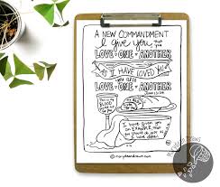 Last but not least is the final page in this free scripture coloring pack has 2 adorable foxes surrounded by hearts. The Mandatum Novum Love One Another Coloring Page