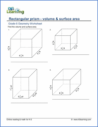 grade 6 geometry worksheets rectangular prisms with fractions k5 learning
