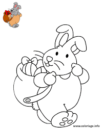 Coloriage Lievre Avec Un Sac Oeufs Paques Dessin Lapin De Paques A Imprimer