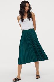 Black And White Pleated Midi Skirt Pleated Skirt Vải