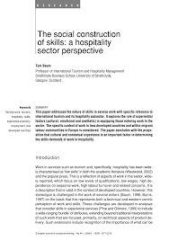 Pdf The Social Construction Of Skills A Hospitality Sector Perspective