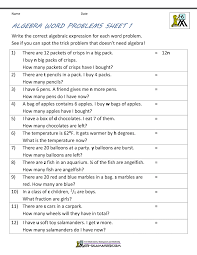 In algebra word problems are commonplace, though they confuse many. Basic Algebra Worksheets