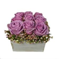 Matthiola figaro lavender, stocks (matthiola) flowers. Topaz Bouquet Purple Roses In A Wooden Box