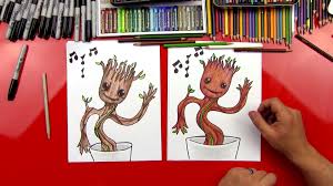 Add a leaf and a branch to groot's head. How To Draw Baby Groot Art For Kids Hub