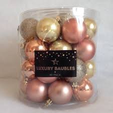 40 Rose Gold Champagne Amp Copper Christmas Tree Baubles Xmas Decorations 50mm New Copper Christmas Rose Gold Christmas Decorations Rose Gold Christmas