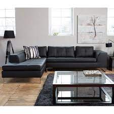 Vienna Leather Left Hand Corner Sofa Black Dwell Black Sofa Living Room Black Couch Living Room Decor Black Couch Living Room