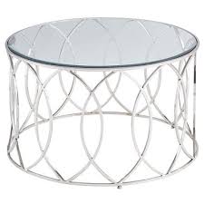 Elana Silver Stainless Steel Round Coffee Table Silver Coffee Table Geometric Coffee Table Round Coffee Table