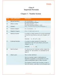 cbse class 9 maths chapter 1 number systems formulas