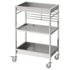 The top part of the kitchen cart is loose and can be used both as a tray and as a space to put things on. Kungsfors Kitchen Cart Stainless Steel Ikea