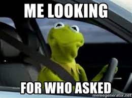 Me Looking For Who Asked Kermit Driving Meme Generator