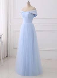 Light Blue Simple Bridesmaid Dresses Off Shoulder Party Dress Simple Tulle Junior Prom Dress Junior Bridesmaid Dresses Junior Prom Dresses Prom Dresses Blue