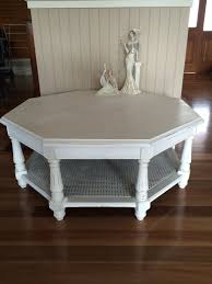 Octagonal Coffee Table After Annie Sloan Pure White Custom Painted Sold See Www Endorasattic C Octagonal Coffee Table Coffee Table Round Side Table Makeover