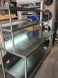 Stainless steel table for prep & work 30 x 48 inches with caster wheels, nsf commercial heavy duty table with undershelf and galvanized legs for restaurant, home and hotel. Quest 6 Ft Stainless Steel Work Table With Over Head Shelving Outside Nanaimo Nanaimo Mobile
