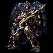 Long Sleeve T Shirt Grim Reaper Skull Angel Wings Playing Guitar Rock Music Grim Reaper Skull Heavy Metal Art