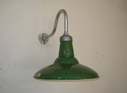 This outdoor barn light wall fixture enhances the beauty of your property makes your home safer and more secure and increases the number of pleasurable hours you spend outdoors. Vintage Wheeler Industrial Gooseneck Arm Barn Light Porcelain Green Shade