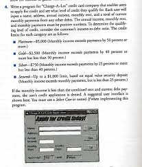 Check spelling or type a new query. 4 Write A Program For Charge A Lot Credit Card Chegg Com