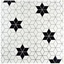 Black And White Porcelain Mosaic Tile Retro 2 X 3 Porcelain Grid Mosaic Wall Floor Tile Porcelain Mosaic Mosaic Flooring Rhombus Tile
