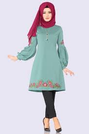 Modaselvim Tunik Balon Kol Nakisli Tesettur Tunik Pl862 Mint Hijab Fashion Hijabi Fashion Girls Dress Sewing Patterns