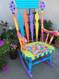 Emily A Hopefull Rocking Chair Rebecca Waring Crane Whimsical Painted Furniture Painted Rocking Chairs Funky Painted Furniture